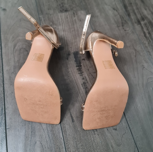 Rose Gold PU Square Toe Barely There Strappy High Heels - Picture 4 of 4